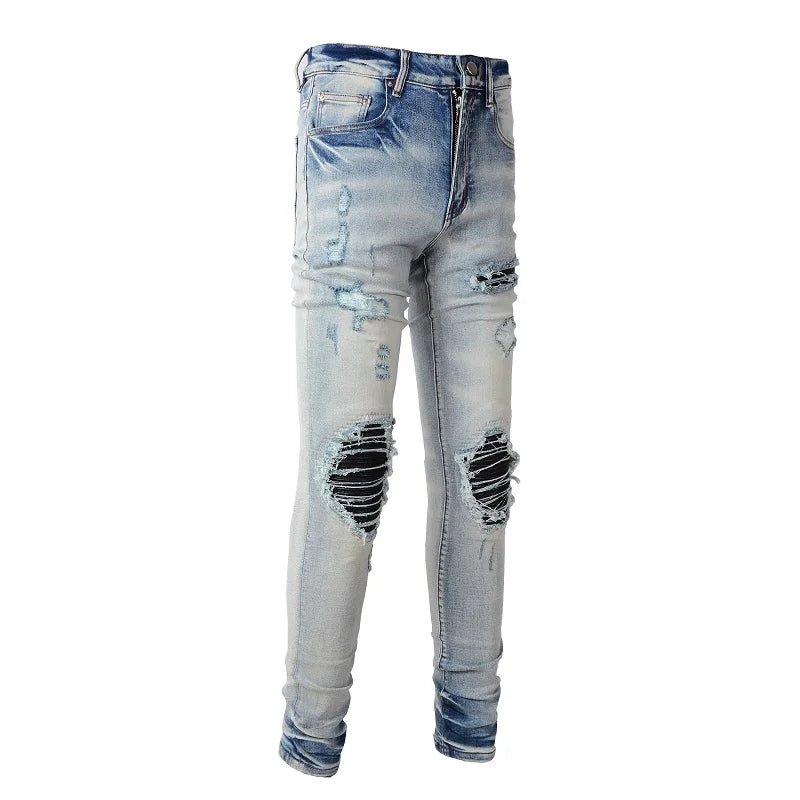 Leather Patches Jeans