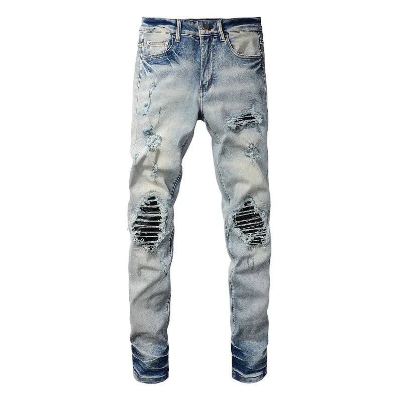 Leather Patches Jeans