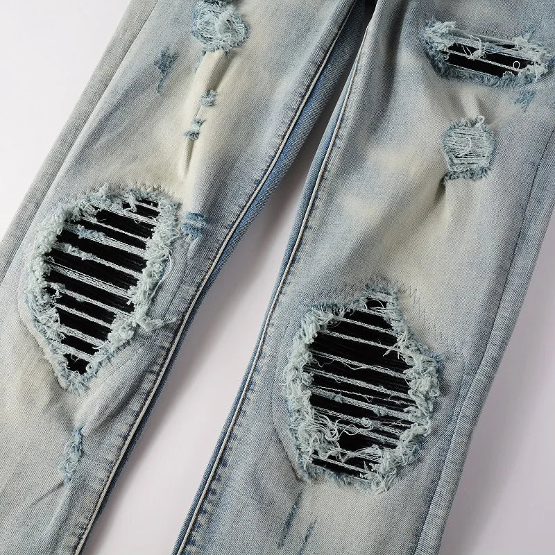 Leather Patches Jeans